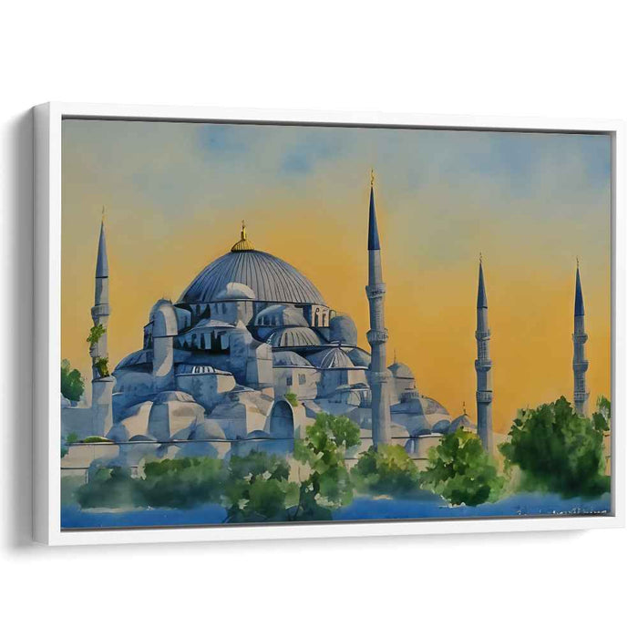 Twilight Silhouette of Hagia Sophia: Watercolor Rendering of Hagia Sophia at Dusk