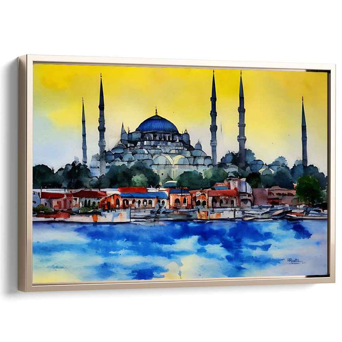 Whispers of Bosphorus Veil: Watercolor Silhouette of Istanbul's Iconic Landmark