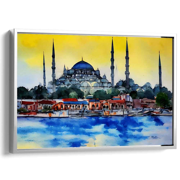 Whispers of Bosphorus Veil: Watercolor Silhouette of Istanbul's Iconic Landmark