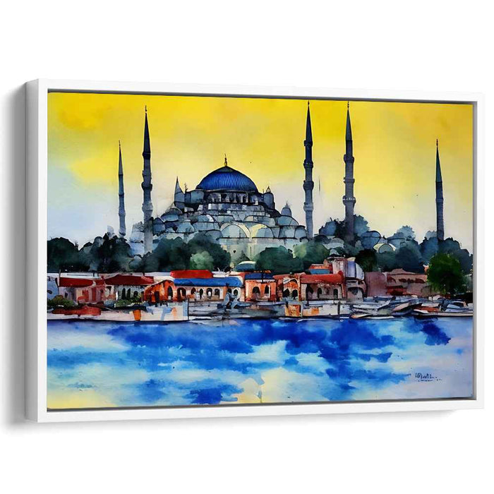 Whispers of Bosphorus Veil: Watercolor Silhouette of Istanbul's Iconic Landmark