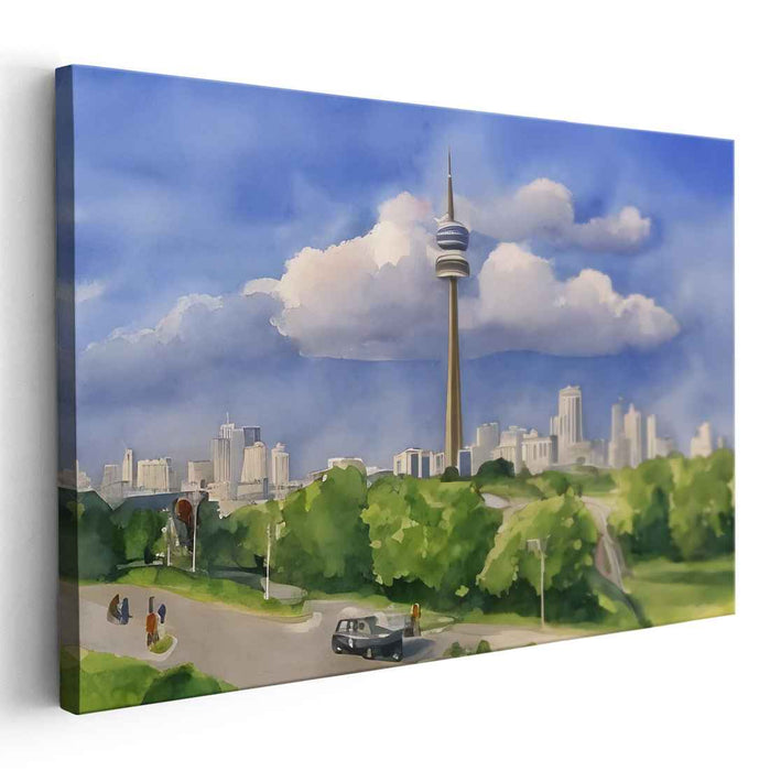 Skyline Dreams: Towering Ambitions Against a Serene Sky Canvas Art Print