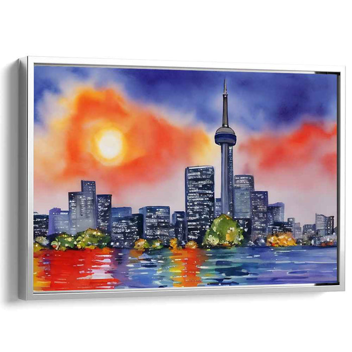 Toronto Twilight: Urban Sunset over CN Tower Canvas Art Print