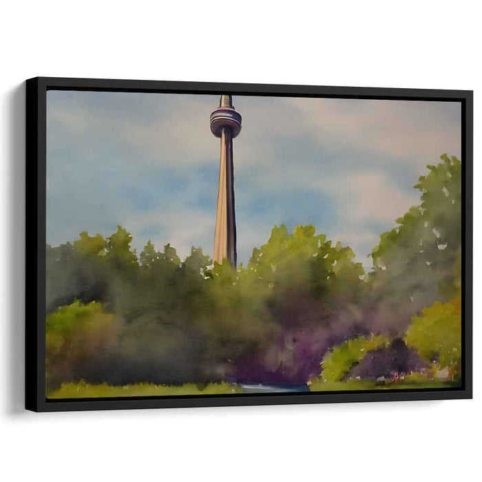 Majestic Urban Landscape: The CN Tower in Watercolor Serenity