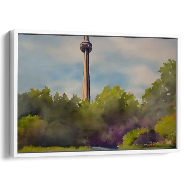 Majestic Urban Landscape: The CN Tower in Watercolor Serenity