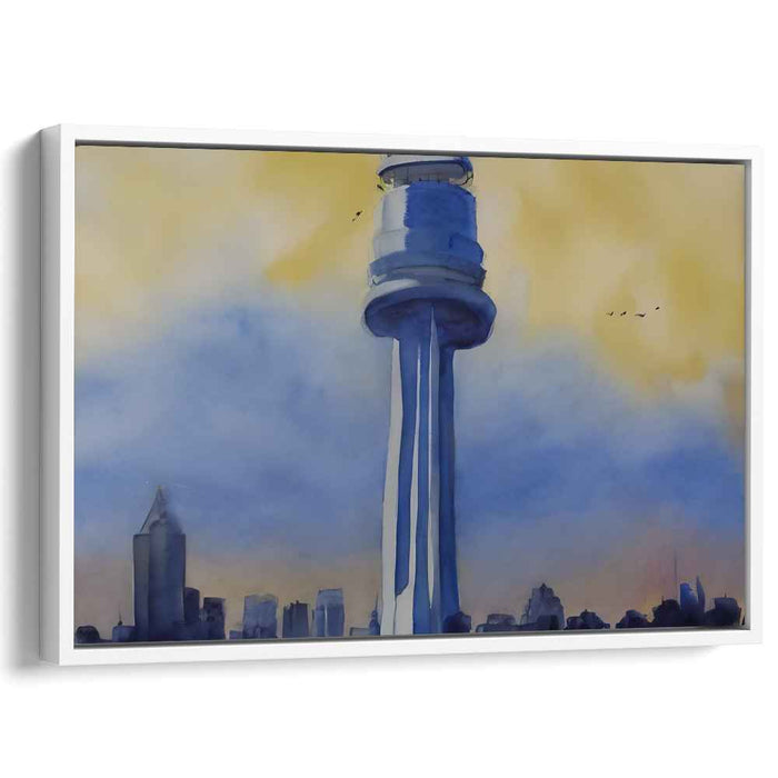 Aqua Skyline Impressions: Watercolor Skyline Canvas Art Print