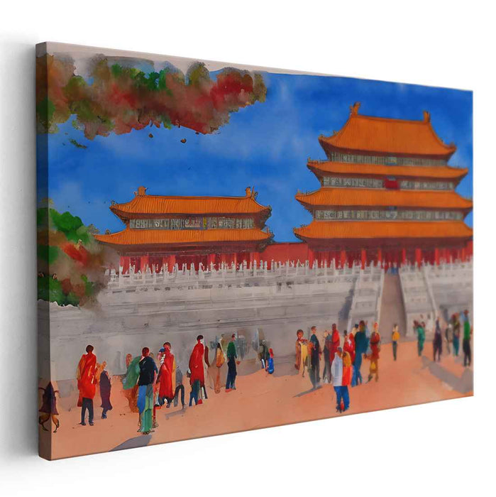 Whispers Of Ancient Mysteries: Lively Day at the Forbidden City Canvas Art Print