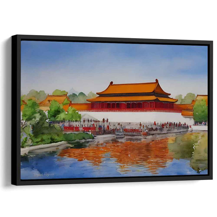 Ink Wash Dynasty Splendor: Watercolor Painting of a Traditional Chinese Palace