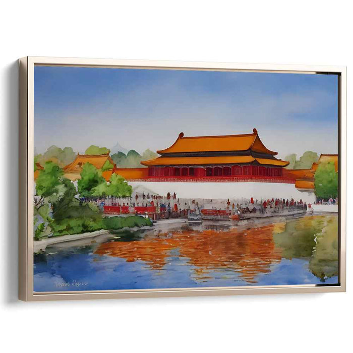 Ink Wash Dynasty Splendor: Watercolor Painting of a Traditional Chinese Palace