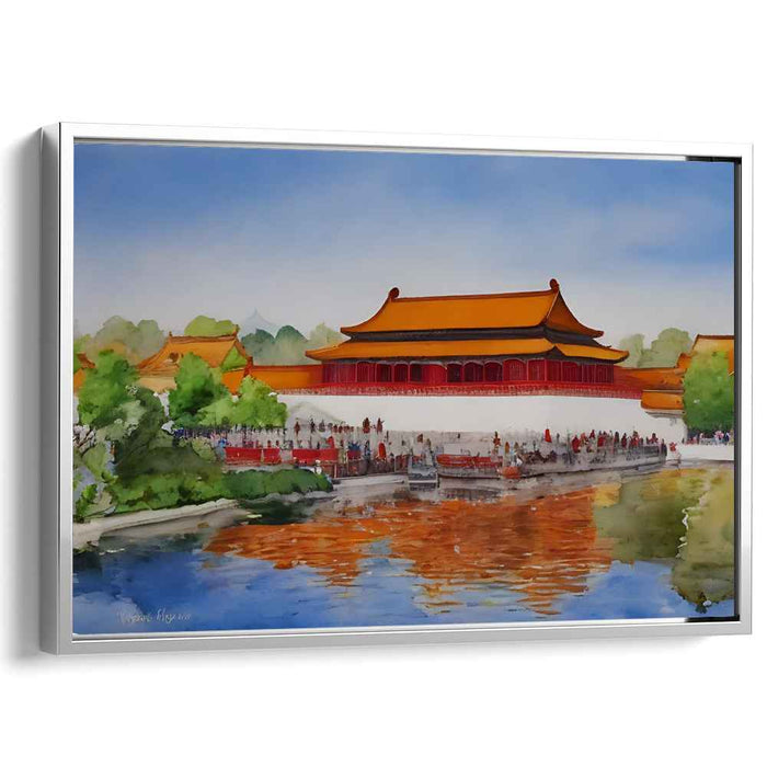 Ink Wash Dynasty Splendor: Watercolor Painting of a Traditional Chinese Palace