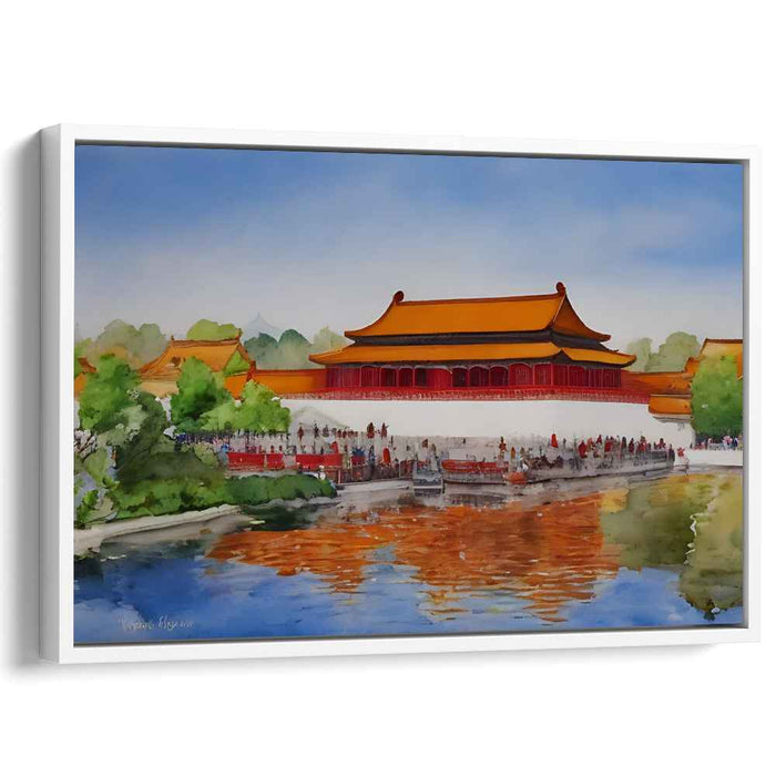 Ink Wash Dynasty Splendor: Watercolor Painting of a Traditional Chinese Palace