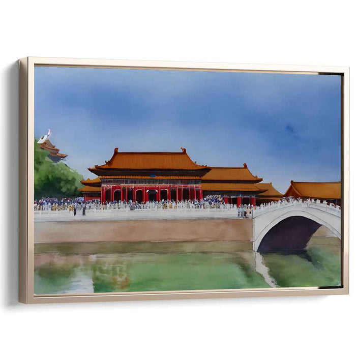 Silk Lanterns Aglow: Traditional Chinese Palace Celebration Canvas Art Print