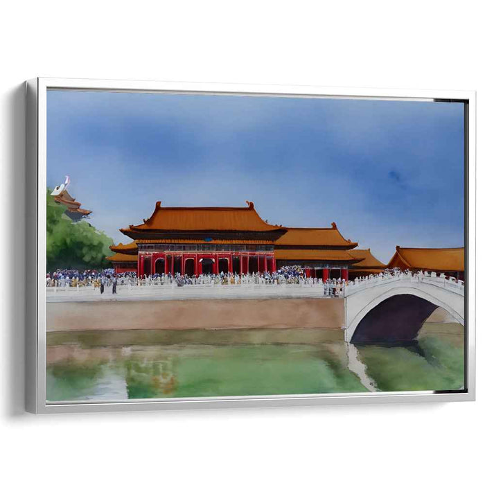 Silk Lanterns Aglow: Traditional Chinese Palace Celebration Canvas Art Print