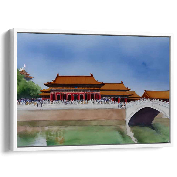 Silk Lanterns Aglow: Traditional Chinese Palace Celebration Canvas Art Print