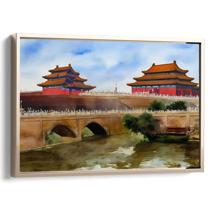 Imperial Ink Splendor: Watercolor Depiction of the Forbidden City