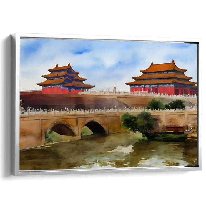 Imperial Ink Splendor: Watercolor Depiction of the Forbidden City