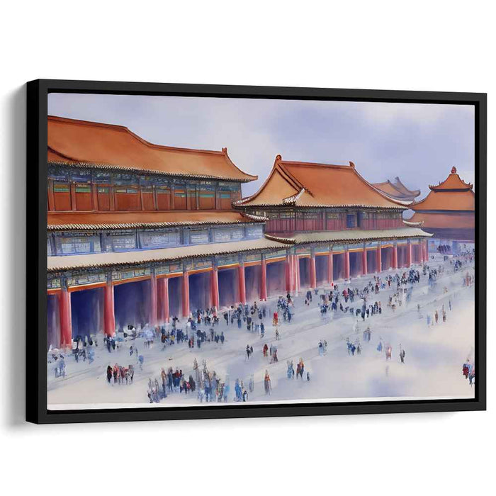 Winter Majesty: Traditional Chinese Palace in Snowy Serenity Canvas Art