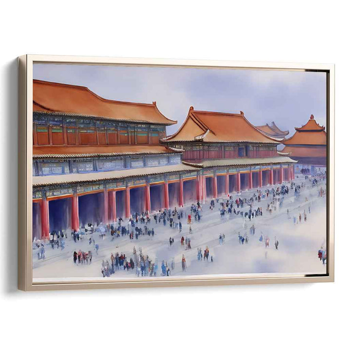 Winter Majesty: Traditional Chinese Palace in Snowy Serenity Canvas Art