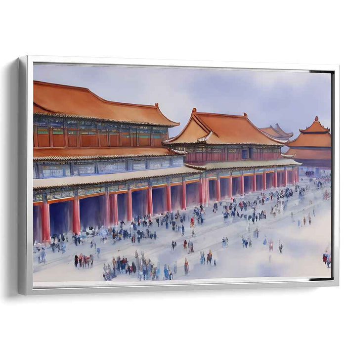 Winter Majesty: Traditional Chinese Palace in Snowy Serenity Canvas Art