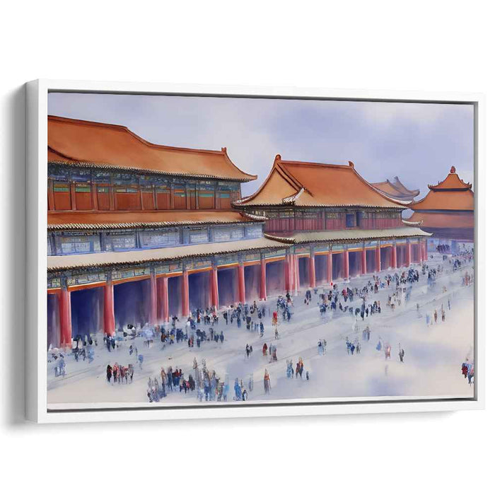 Winter Majesty: Traditional Chinese Palace in Snowy Serenity Canvas Art