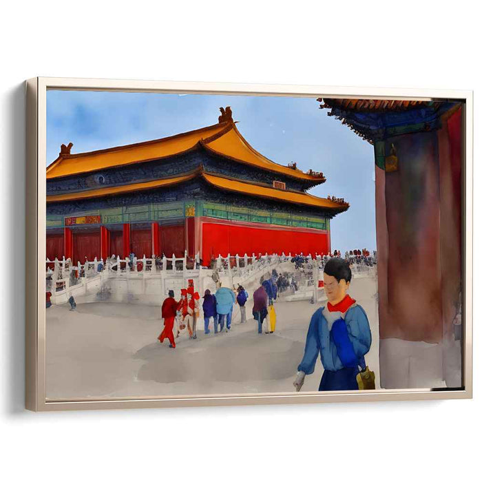 Dynasty's Hue Transcendence: Watercolor of Ancient Chinese Palace