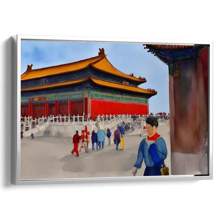 Dynasty's Hue Transcendence: Watercolor of Ancient Chinese Palace