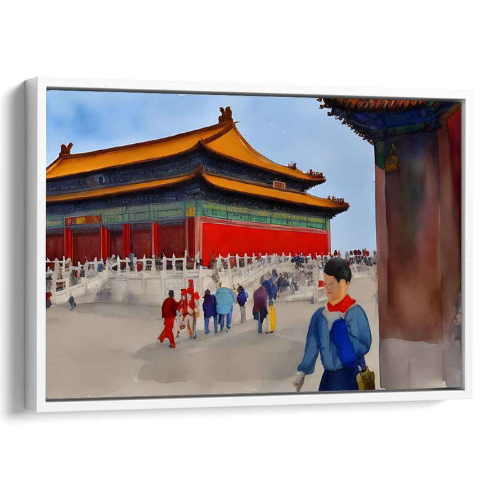 Dynasty's Hue Transcendence: Watercolor of Ancient Chinese Palace