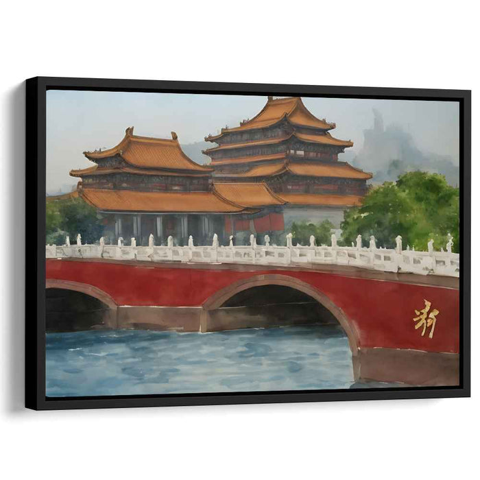 Mystical Eastern Palace: Traditional Watercolor Art of Asian Architecture