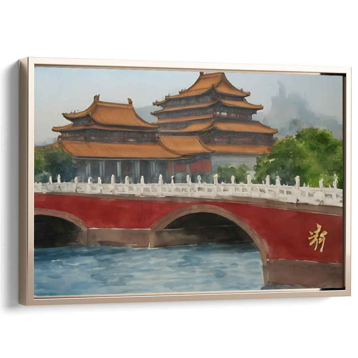 Mystical Eastern Palace: Traditional Watercolor Art of Asian Architecture