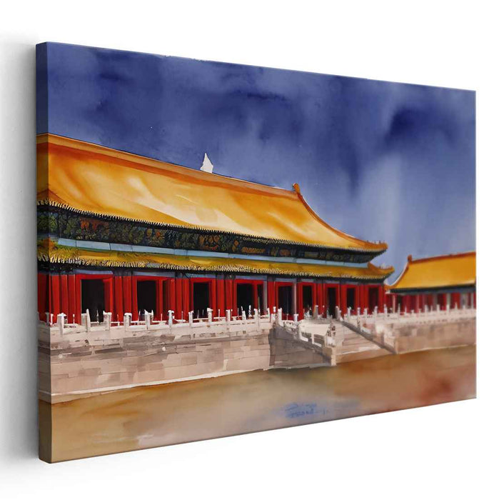 Imperial Ink Masterpiece: Traditional Chinese Palace Watercolor Canvas Art Print