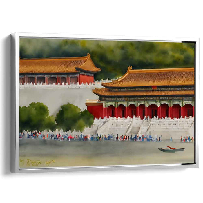 Silk Road Whispers: Serene Chinese Palace Landscape Canvas Art Print
