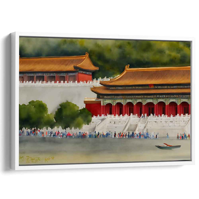 Silk Road Whispers: Serene Chinese Palace Landscape Canvas Art Print