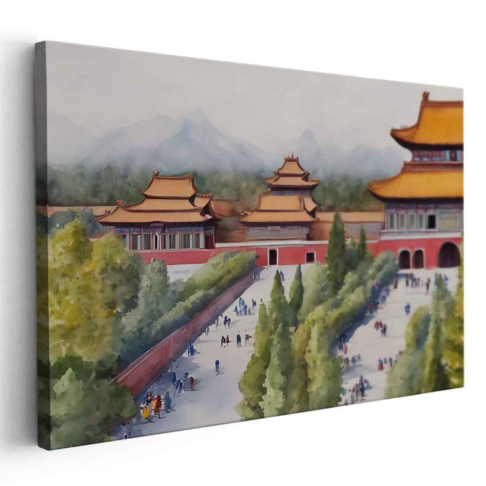 Serenity in the Forbidden City: A Watercolor Tribute to Ancient Chinese Architecture