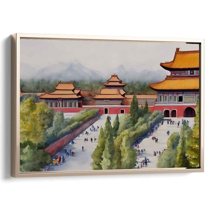 Serenity in the Forbidden City: A Watercolor Tribute to Ancient Chinese Architecture