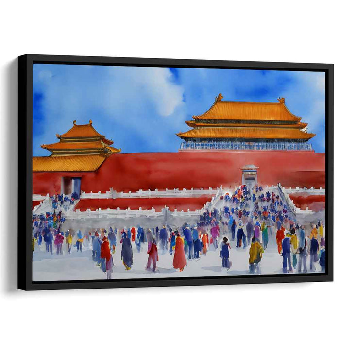 Timeless Echoes Ripple Through Colors: Watercolor Scene of Historical Grandeur