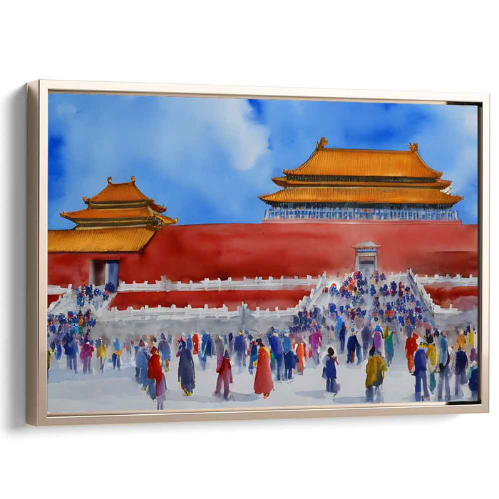 Timeless Echoes Ripple Through Colors: Watercolor Scene of Historical Grandeur