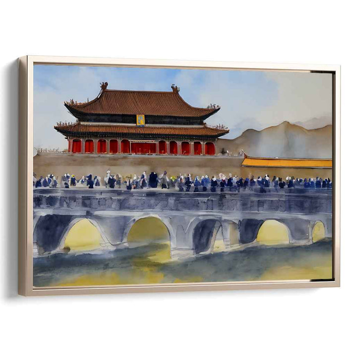 Ink Splashes Whisper History: Watercolor Painting of Ancient Chinese Palace