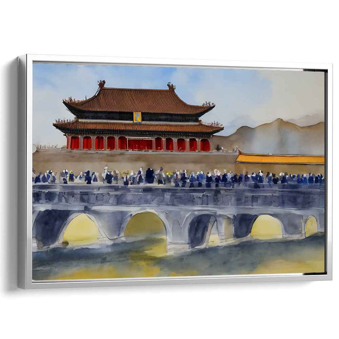 Ink Splashes Whisper History: Watercolor Painting of Ancient Chinese Palace