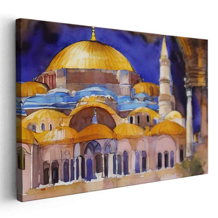 Echoes of Golden Arches: Watercolor Tribute to Byzantine Architecture