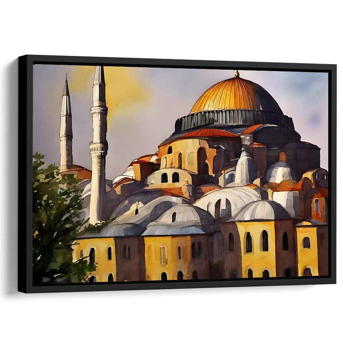 Ethereal Glow of Ages Past: The Hagia Sophia in Warm Light Canvas Art Print