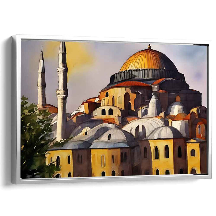 Ethereal Glow of Ages Past: The Hagia Sophia in Warm Light Canvas Art Print