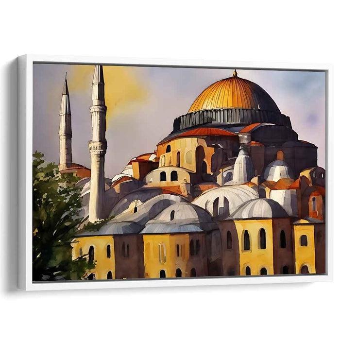 Ethereal Glow of Ages Past: The Hagia Sophia in Warm Light Canvas Art Print