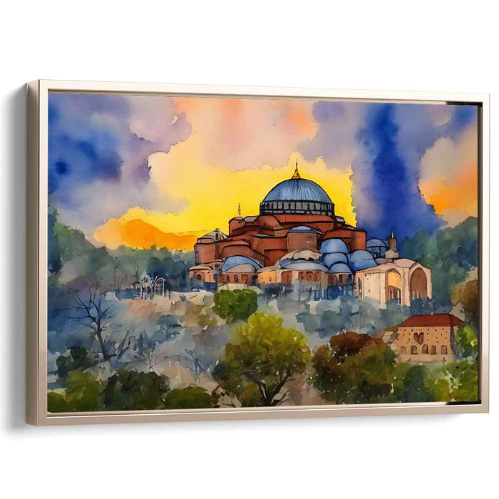 Echoes of Past Elegance: Watercolor Majesty of Historic Architecture