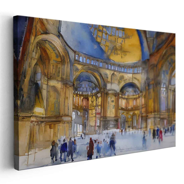 Whispers Of Elegance Within: Expressive Watercolor of a Majestic Interior