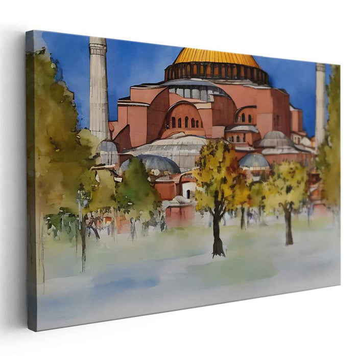 Echoes of Past Brushstrokes: Watercolor Depiction of Historic Architecture