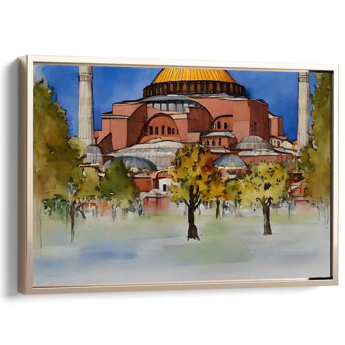 Echoes of Past Brushstrokes: Watercolor Depiction of Historic Architecture