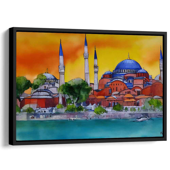 Gilded Tranquility: Hagia Sophia at Sunset Canvas Art Print
