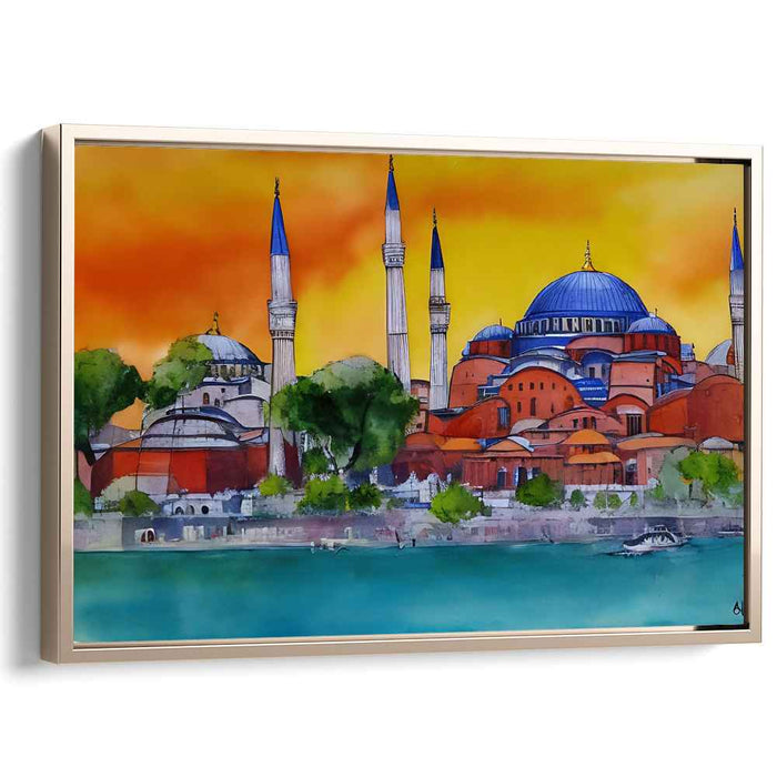 Gilded Tranquility: Hagia Sophia at Sunset Canvas Art Print