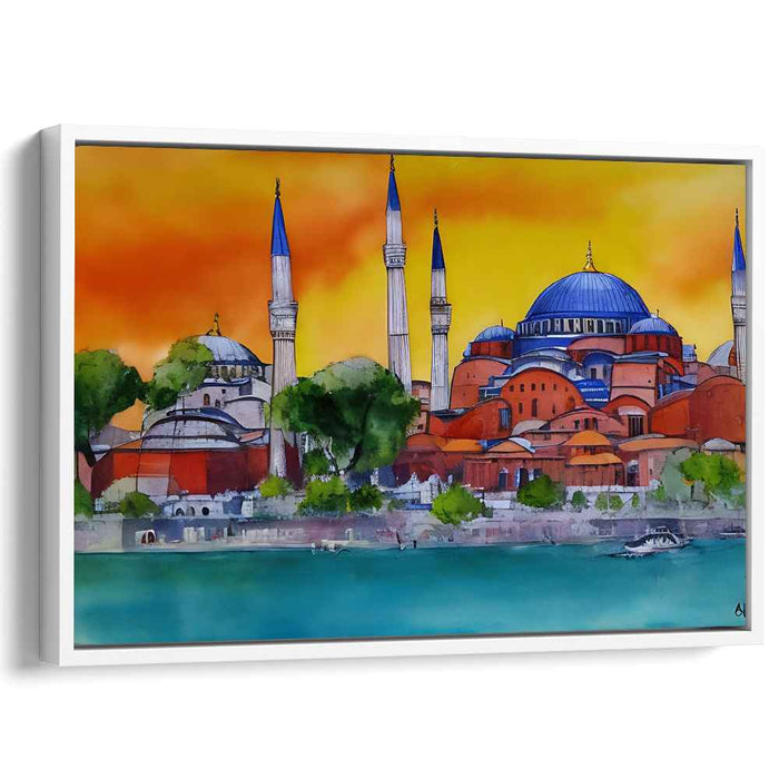 Gilded Tranquility: Hagia Sophia at Sunset Canvas Art Print