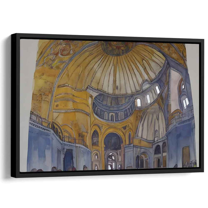 Byzantine Grandeur: Architectural Marvel in Gold and Blue Canvas Art Print