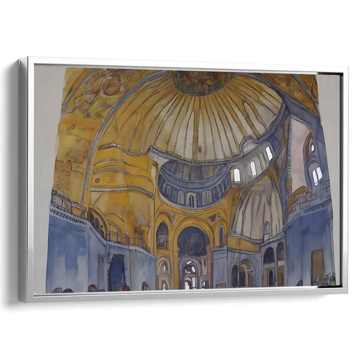 Byzantine Grandeur: Architectural Marvel in Gold and Blue Canvas Art Print